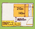 6畳レイアウト　ダブルベッド+タンス+チェスト