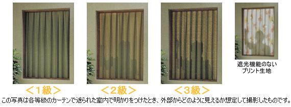 遮光カーテン【1級から3級までの比較】