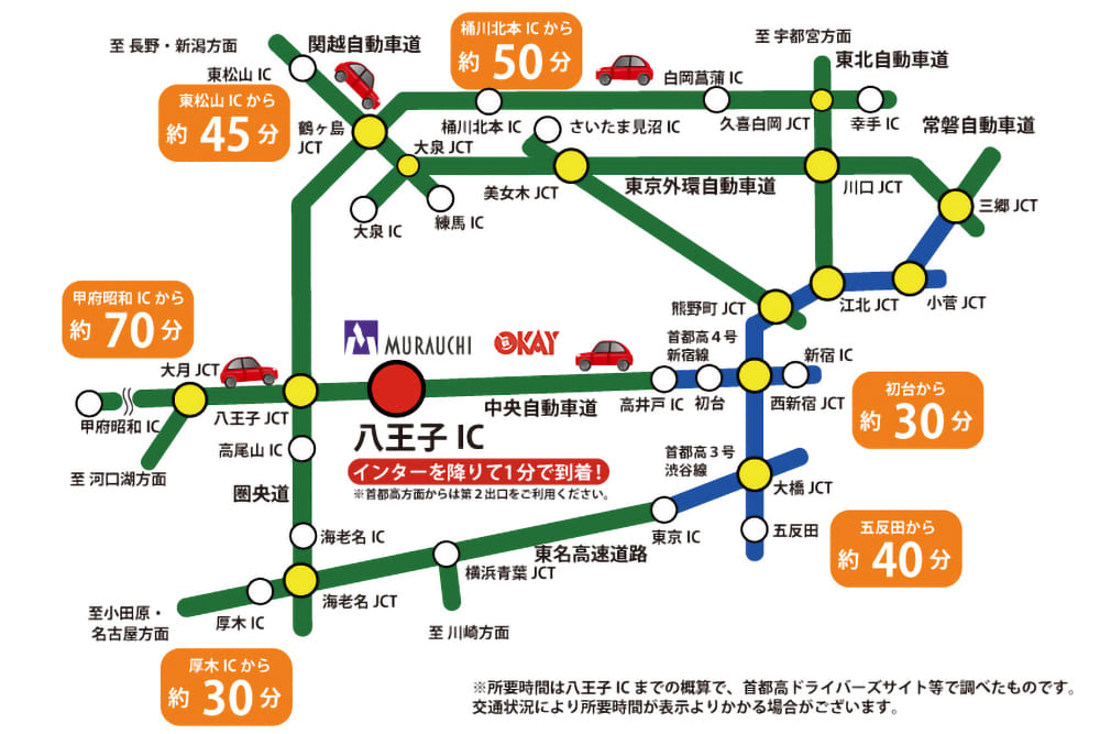 高速道路の利用でアクセス抜群