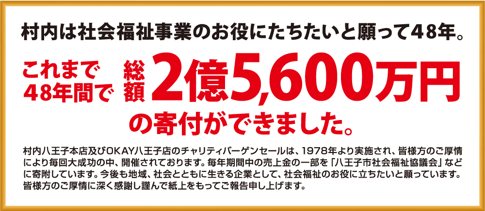 売上の一部を社会福祉にお役立ていただいております。