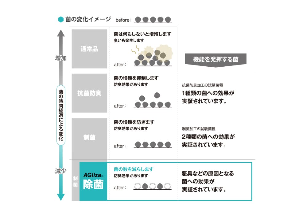 幅広い菌類への除菌機能