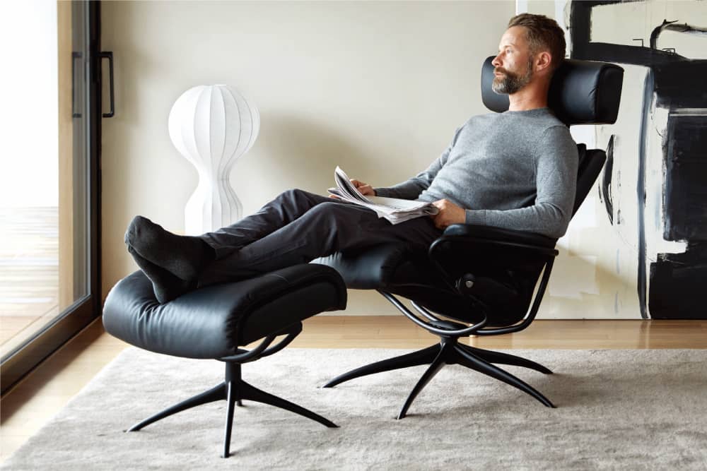 Stressless® Tokyo Adjustable Headrest ストレスレス®トーキョー スター ローバック ヘッドレスト オットマン付