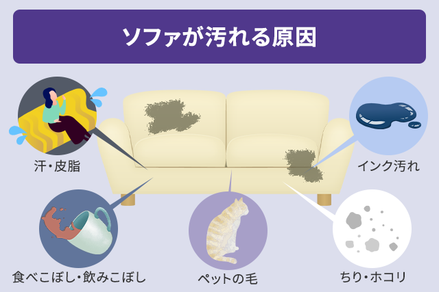 ソファが汚れる原因